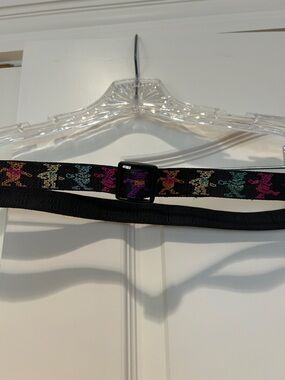 Grateful Dead Adjustable Black Webbed Belt with Multicolor Bear Pattern